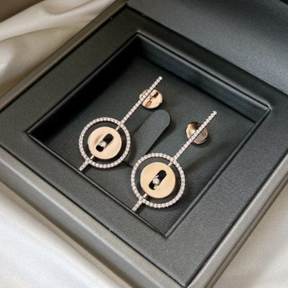 [Loco]LUCKY MOVE ARROW PINK GOLD DIAMOND EARRINGS