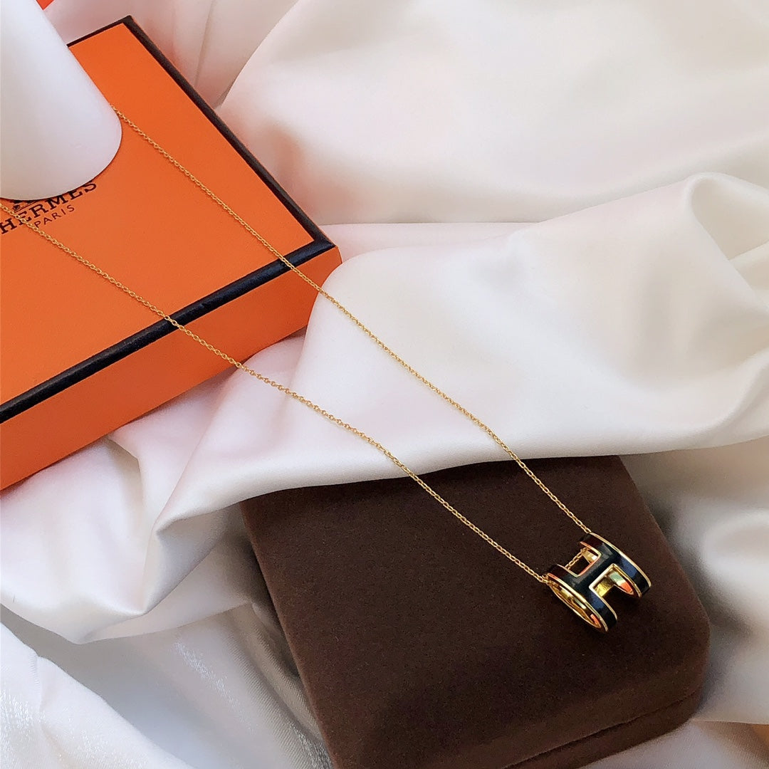 ¡®Loco¡¯HM CLIC BLACK ENAMEL GOLD NECKLACE