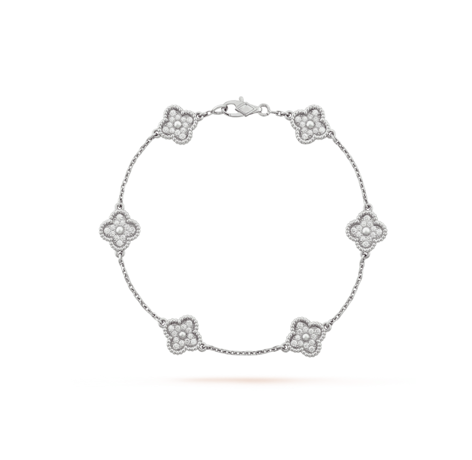 ¡®Loco¡¯CLOVER 6 MOTIF SILVER DIAMOND BRACELET