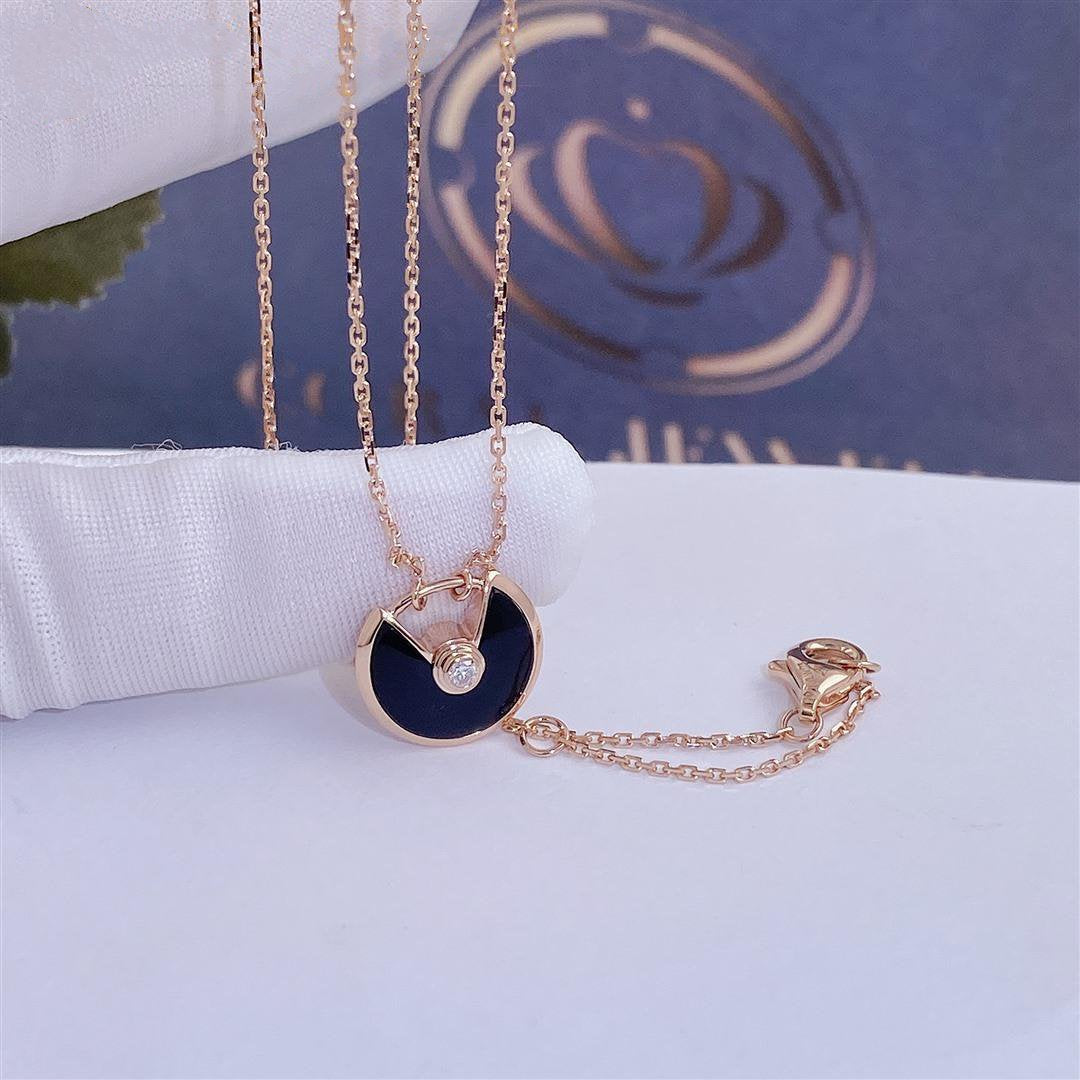 ¡®Loco¡¯AMULETTE ROSE GOLD ONYX NECKLACE
