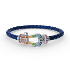 ¡®Loco¡¯FORC LARGE HORSESHOE  COLORED DIAMOND BRACELET SILVER