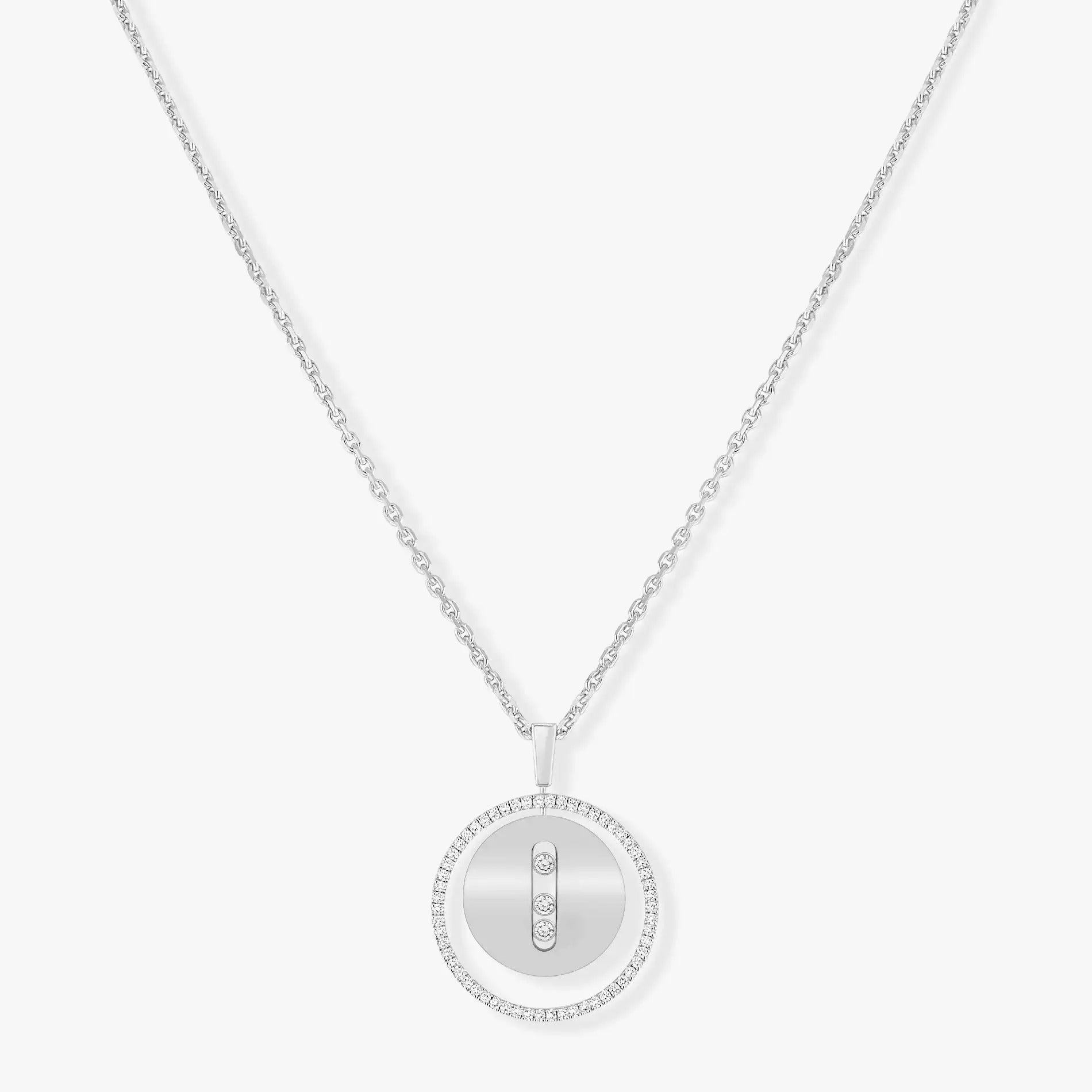 [Loco jewelrys]LUCKY MOVE MM SILVER DIAMOND NECKLACE