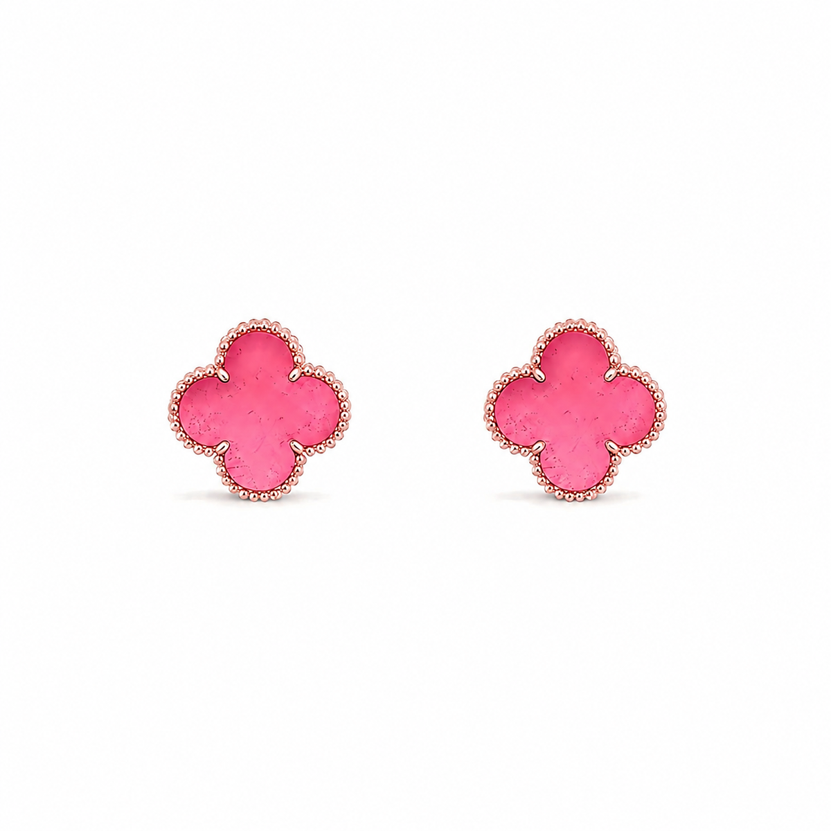 [Loco]NEW CLOVER 15MM PINK ENAMEL STUD EARRINGS