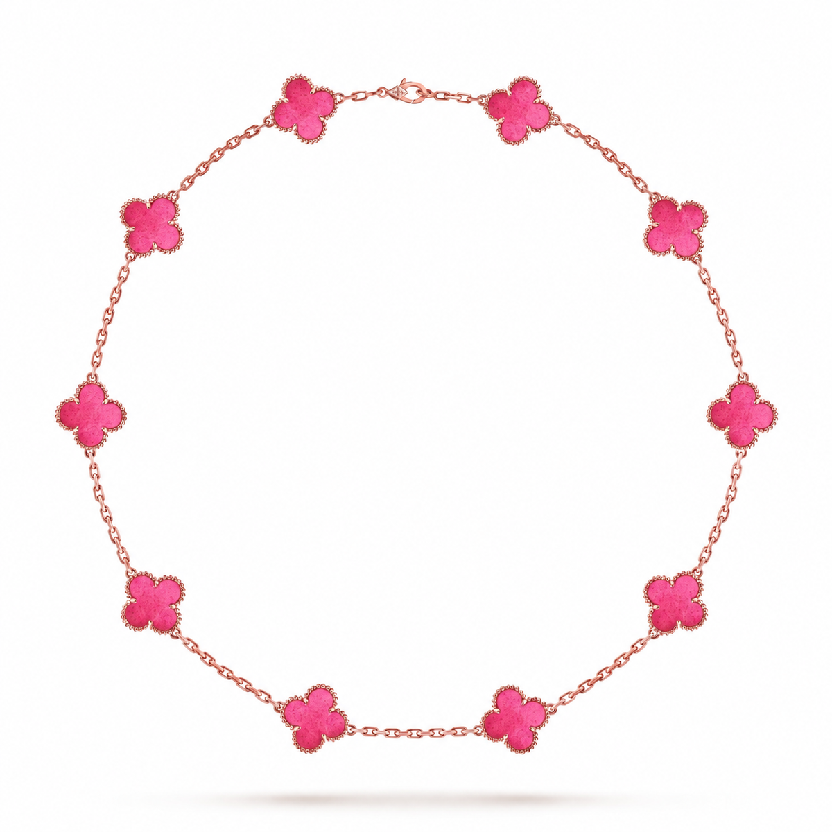 [Loco]NEW CLOVER 10 MOTIFS PINK ENAMEL NECKLACE