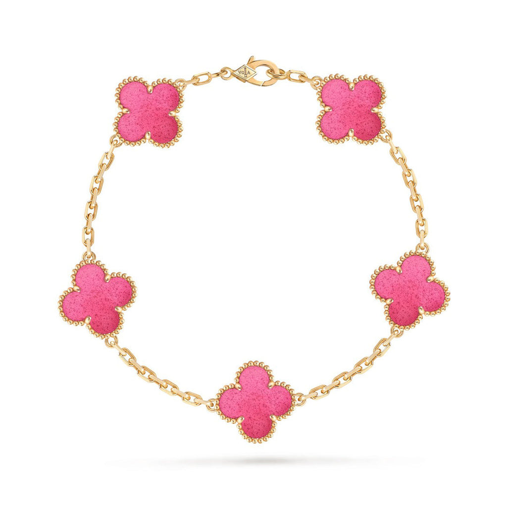 [Loco]NEW CLOVER 5 MOTIFS PINK ENAMEL BRACELET