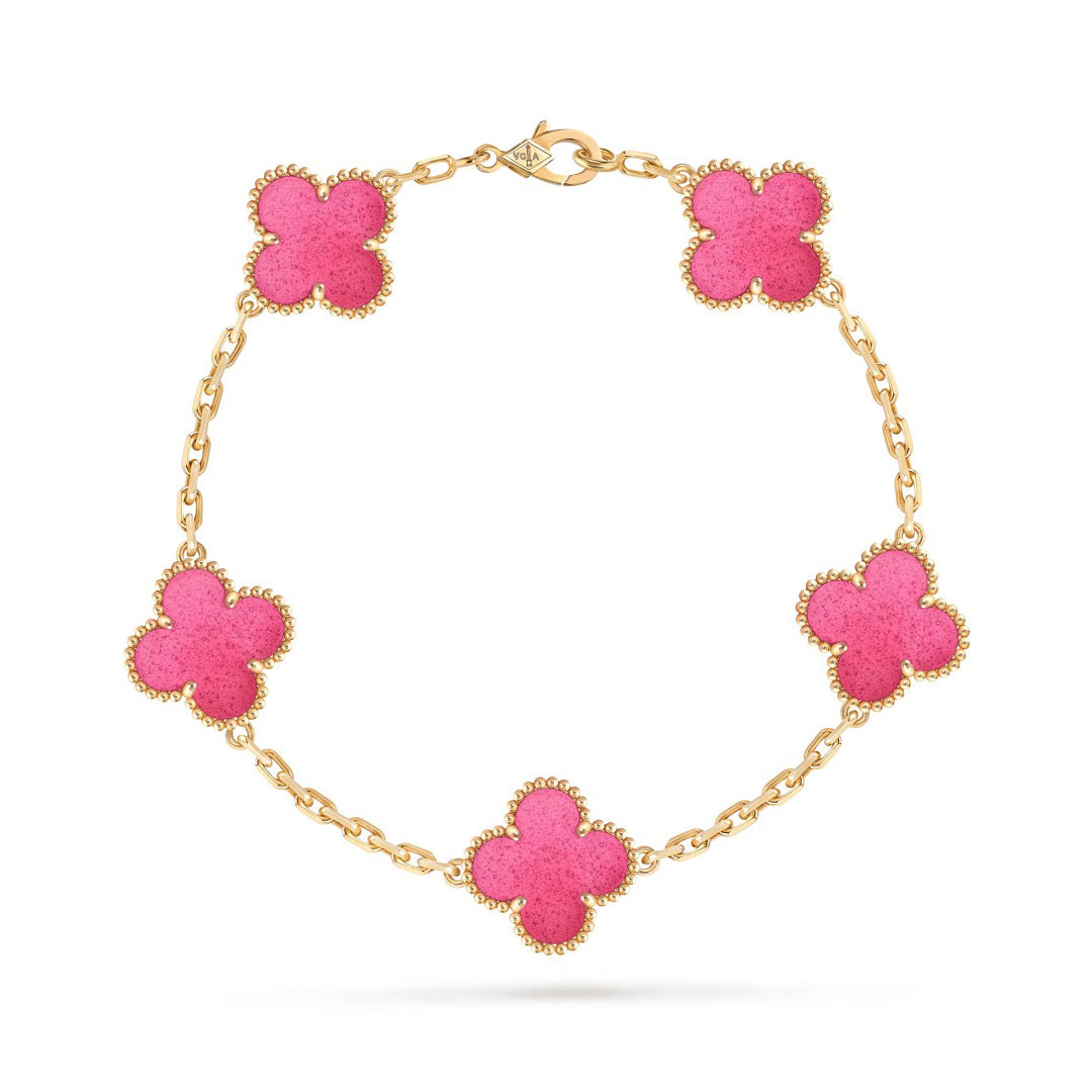 [Loco]NEW CLOVER 5 MOTIFS PINK ENAMEL BRACELET