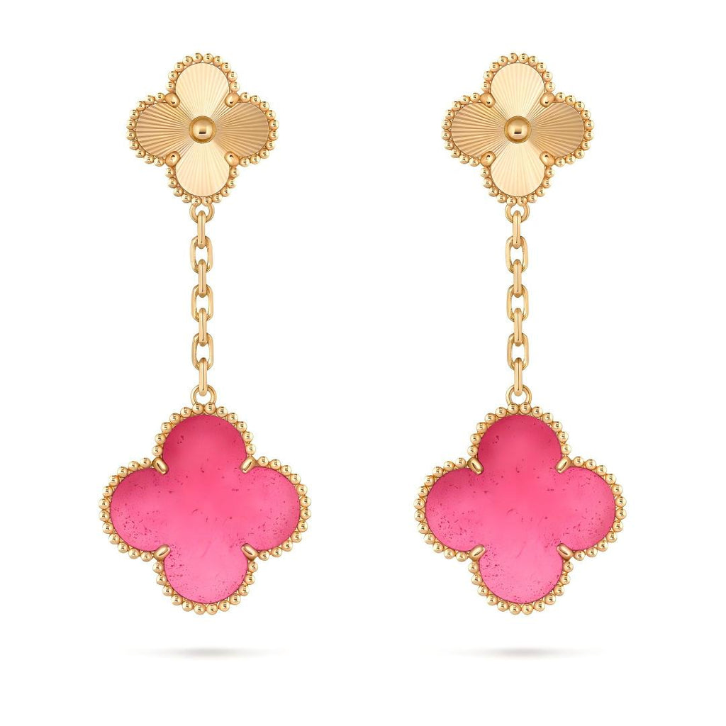 [Loco]NEW CLOVER 2 MOTIF PINK ENAMEL EARRINGS