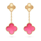 [Loco]NEW CLOVER 2 MOTIF PINK ENAMEL EARRINGS