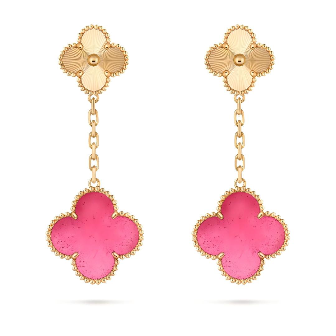 [Loco]NEW CLOVER 2 MOTIF PINK ENAMEL EARRINGS