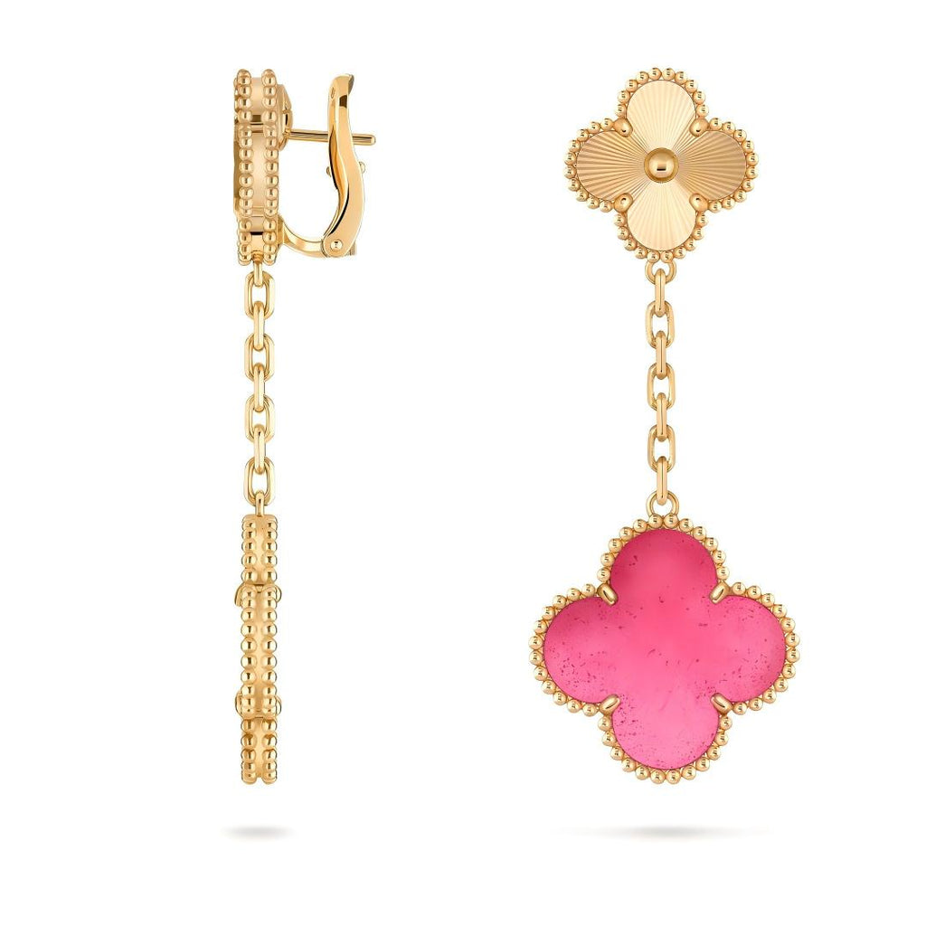 [Loco]NEW CLOVER 2 MOTIF PINK ENAMEL EARRINGS