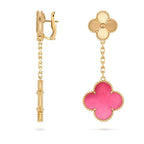 [Loco]NEW CLOVER 2 MOTIF PINK ENAMEL EARRINGS