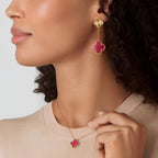 [Loco]NEW CLOVER 2 MOTIF PINK ENAMEL EARRINGS