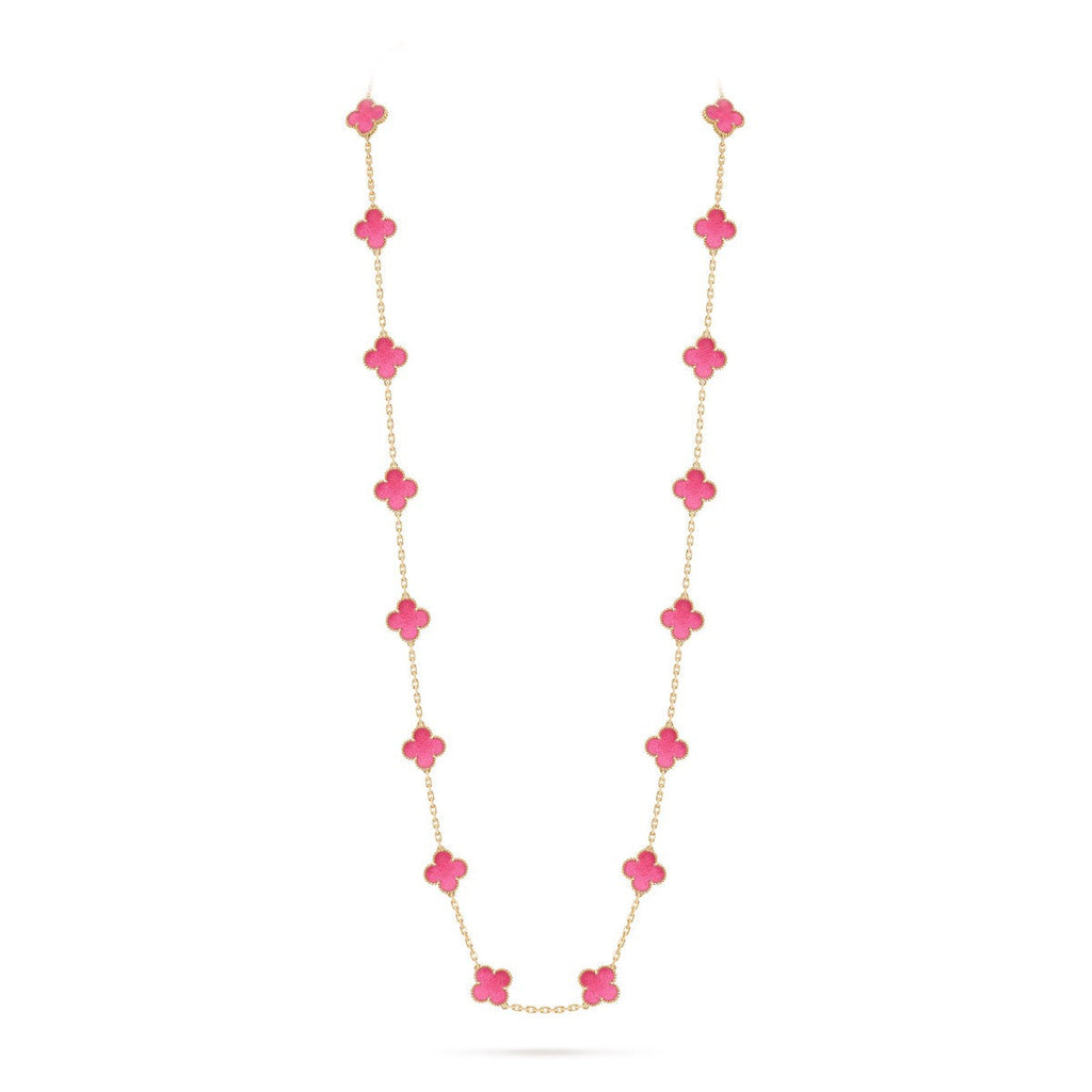 [Loco] NEW CLOVER 20 MOTIFS PINK ENAMEL NECKLACE