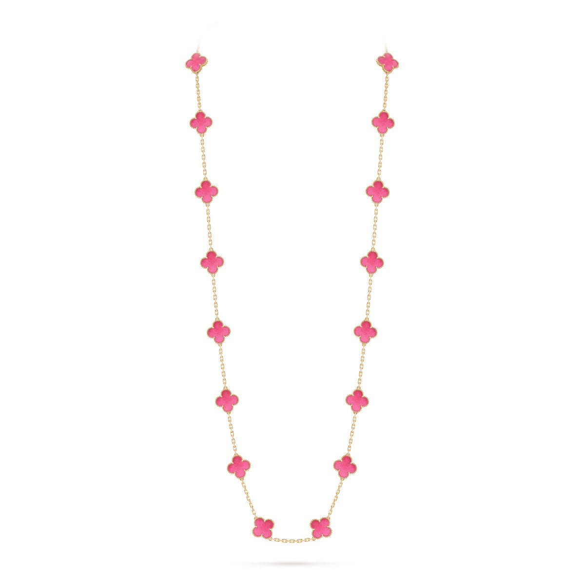 [Loco] NEW CLOVER 20 MOTIFS PINK ENAMEL NECKLACE