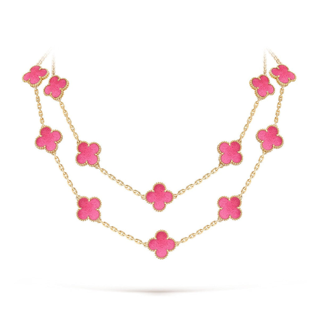 [Loco] NEW CLOVER 20 MOTIFS PINK ENAMEL NECKLACE