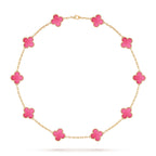 [Loco]NEW CLOVER 10 MOTIFS PINK ENAMEL NECKLACE