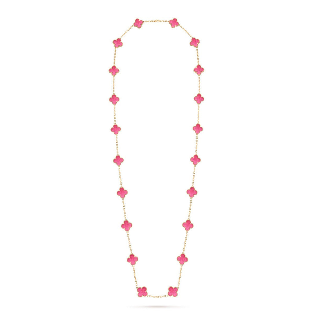 [Loco] NEW CLOVER 20 MOTIFS PINK ENAMEL NECKLACE