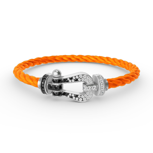 ¡®Loco¡¯FORCE LARGE HORSESHOE BLACK WHITE DIAMOND BRACELET SILVER
