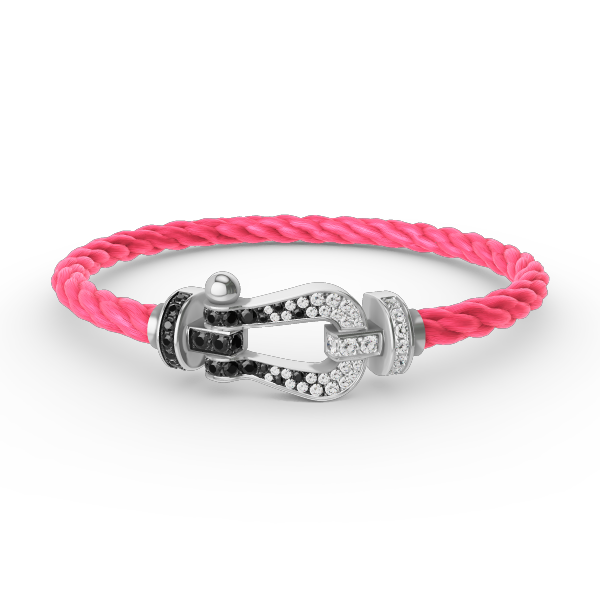¡®Loco¡¯FORCE LARGE HORSESHOE BLACK WHITE DIAMOND BRACELET SILVER