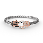 ¡®Loco¡¯FORCE LARGE HORSESHOE BLACK WHITE DIAMOND BRACELET ROSE GOLD
