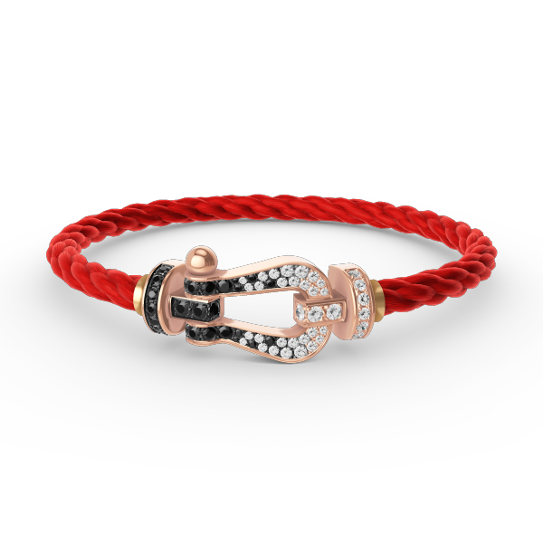 ¡®Loco¡¯FORCE LARGE HORSESHOE BLACK WHITE DIAMOND BRACELET ROSE GOLD