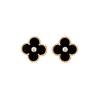 ¡®Loco¡¯CLOVER MEDIUM 1 MOTIFS ONYX DIAMOND EARRINGS