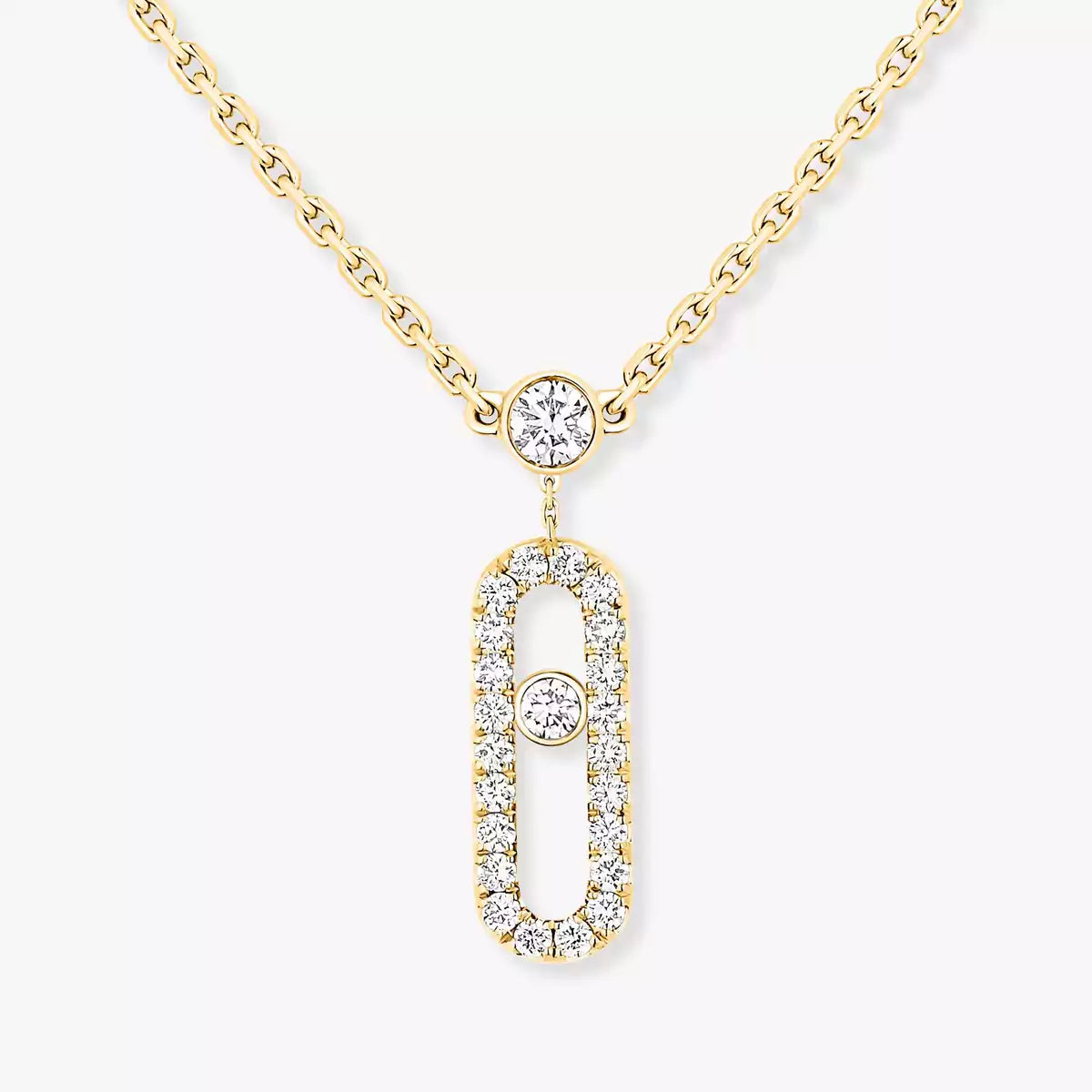 [Loco]2 Rows Rose Gold Diamond Pave_ Necklace Move Uno