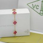 [Loco]NEW CLOVER 5 MOTIFS PINK ENAMEL BRACELET