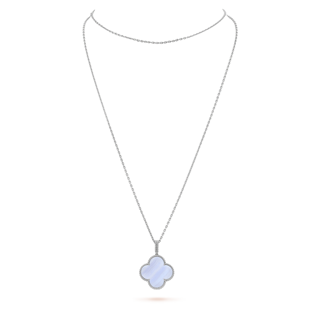 ¡®Loco¡¯CLOVER SILVER CHALCEDONY BIG CLOVER NECKLACE