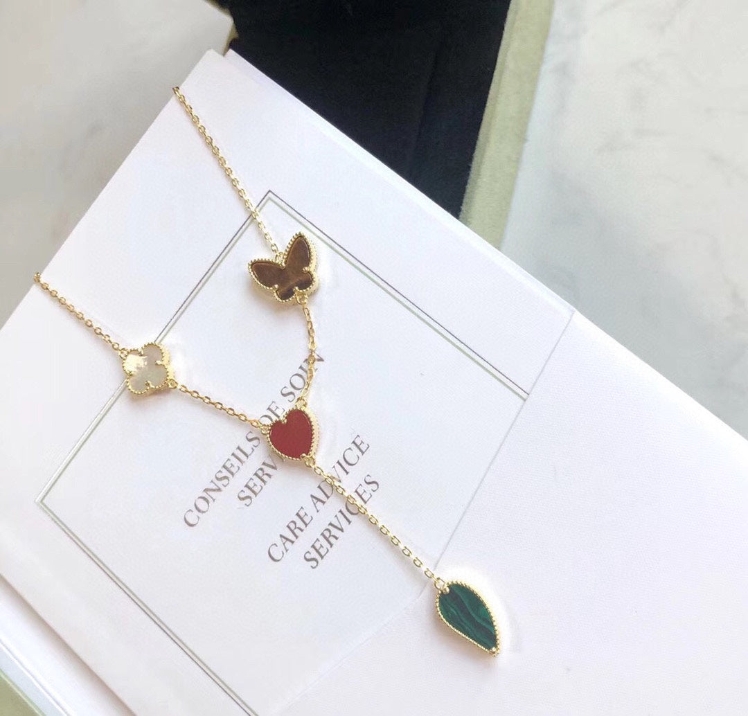 ¡®Loco¡¯LUCKY SPRING 4 MOTIFS ROSE GOLD NECKLACE